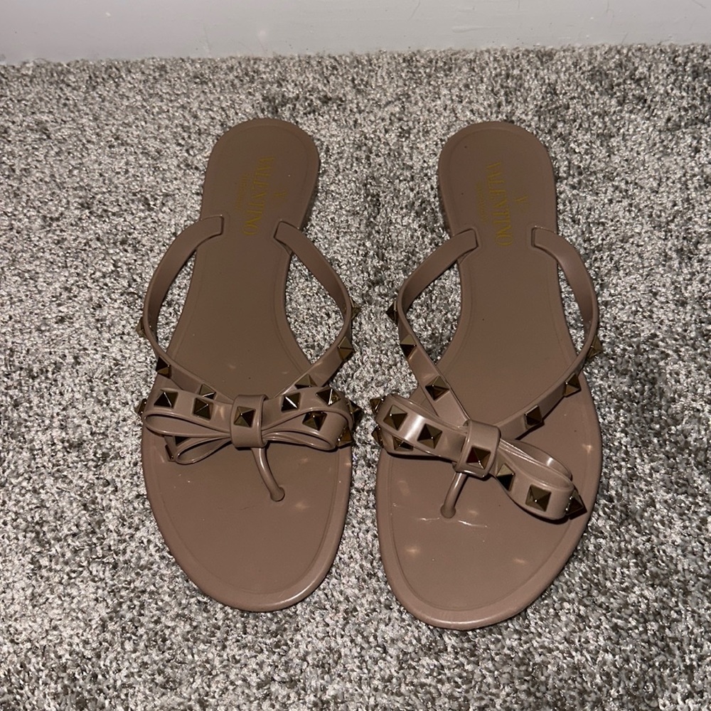 Valentino Garavani Rockstud PVC Flat Thong Sandal